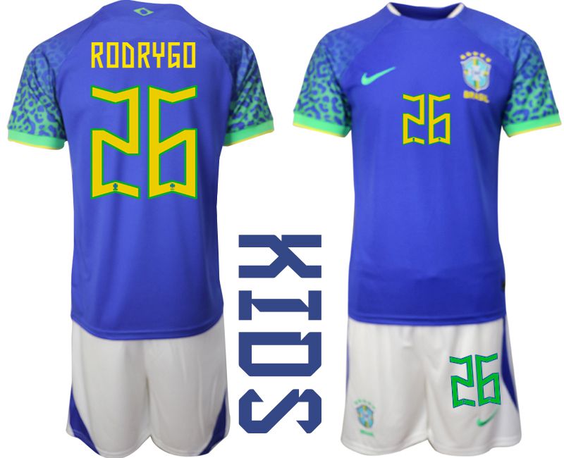 Youth 2022 World Cup National Team Brazil away blue 26 Soccer Jersey